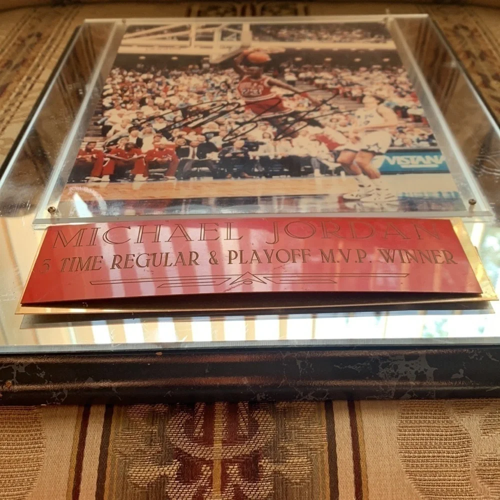Michael Jordan Chicago bulls signed plaque three time MVP winner authentic